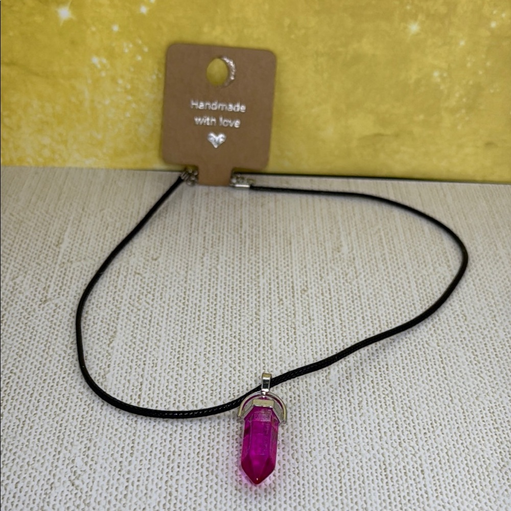 Handmade Pink Crystal Pendant Necklace